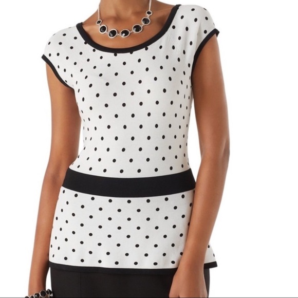 black and white polka dot peplum top